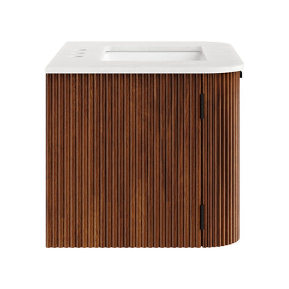 Modway - Zia 30" Wall-Mount Bathroom Vanity with Marble Sink by Modway  Bathroom Vanities Brown - EEI-7208-WAL