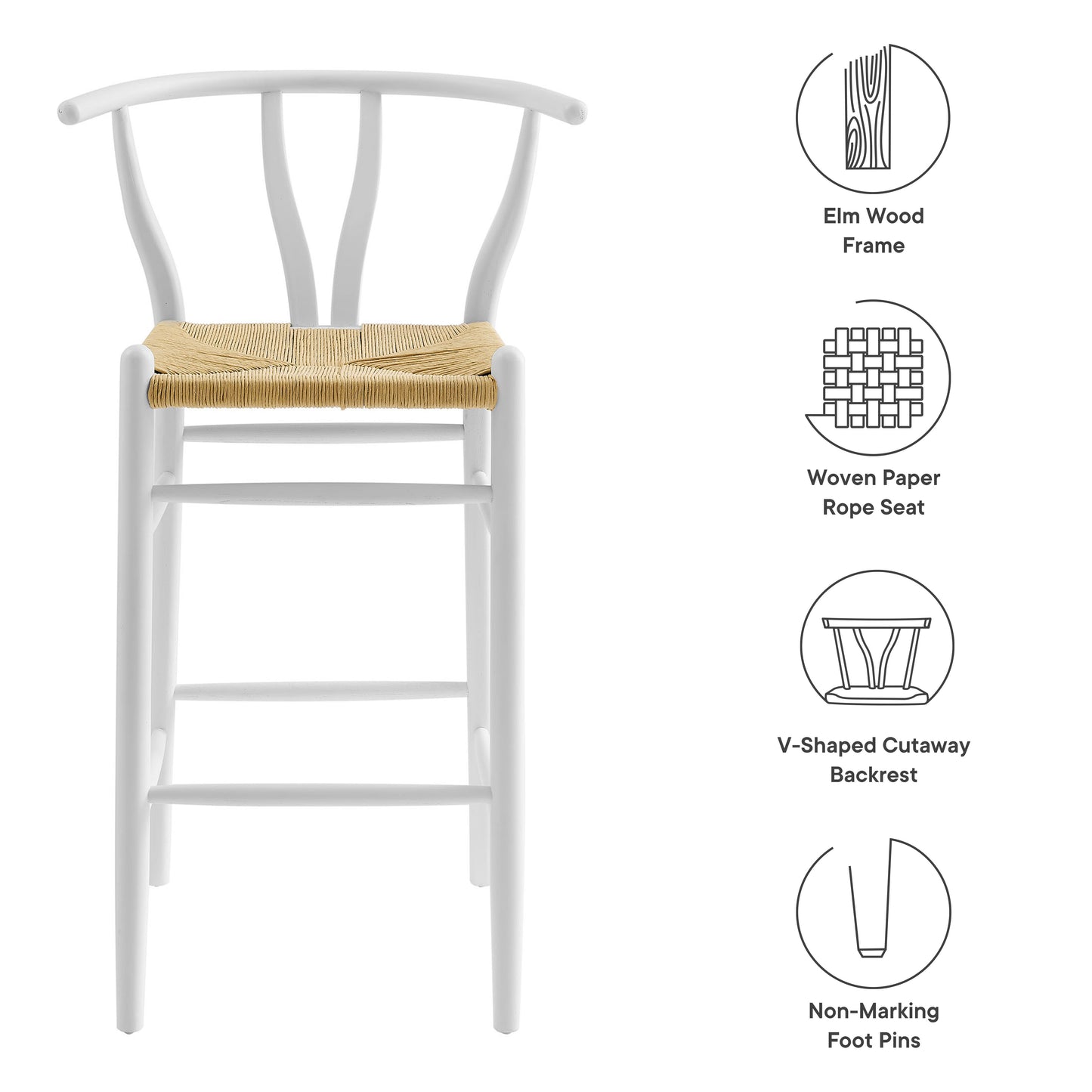 Modway - Amish Wood Bar Stool by Modway  Bar and Dining Bar and Counter Stools White - EEI-7210-WHI