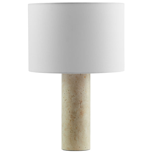 Modway - Zenith Travertine Table Lamp With Fabric Drum Shade by Modway  Lighting Table Lamps White - EEI-7213-TRV