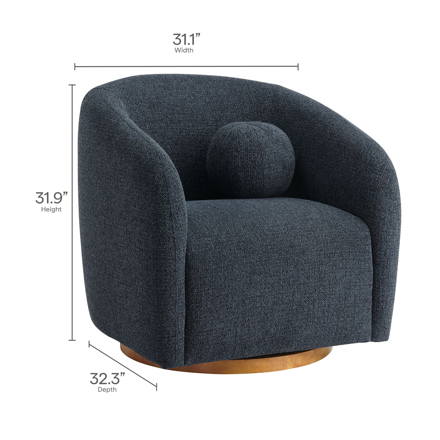 Modway - Holland Swivel Chenille Fabric Armchair by Modway  Living Room Sofas and Armchairs Blue - EEI-7218-NAV
