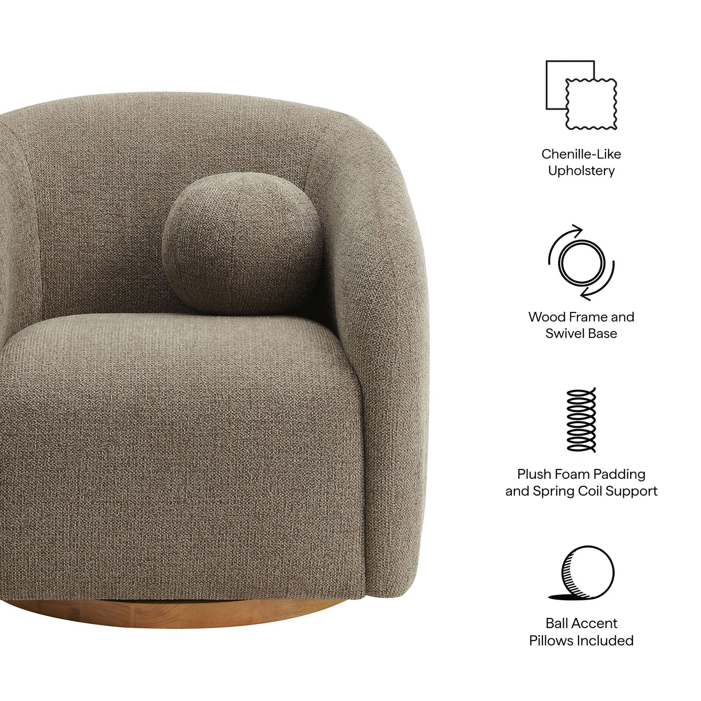 Modway - Holland Swivel Chenille Fabric Armchair by Modway  Living Room Sofas and Armchairs Brown - EEI-7218-TAU