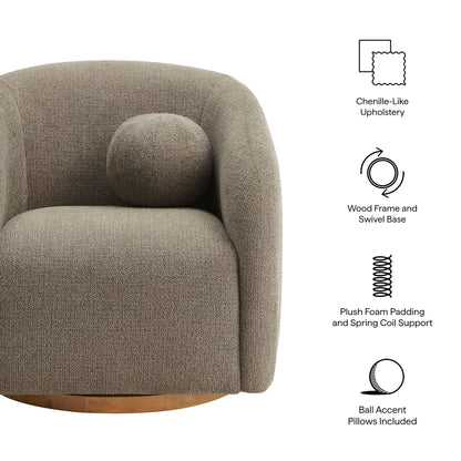 Modway - Holland Swivel Chenille Fabric Armchair by Modway  Living Room Sofas and Armchairs Brown - EEI-7218-TAU