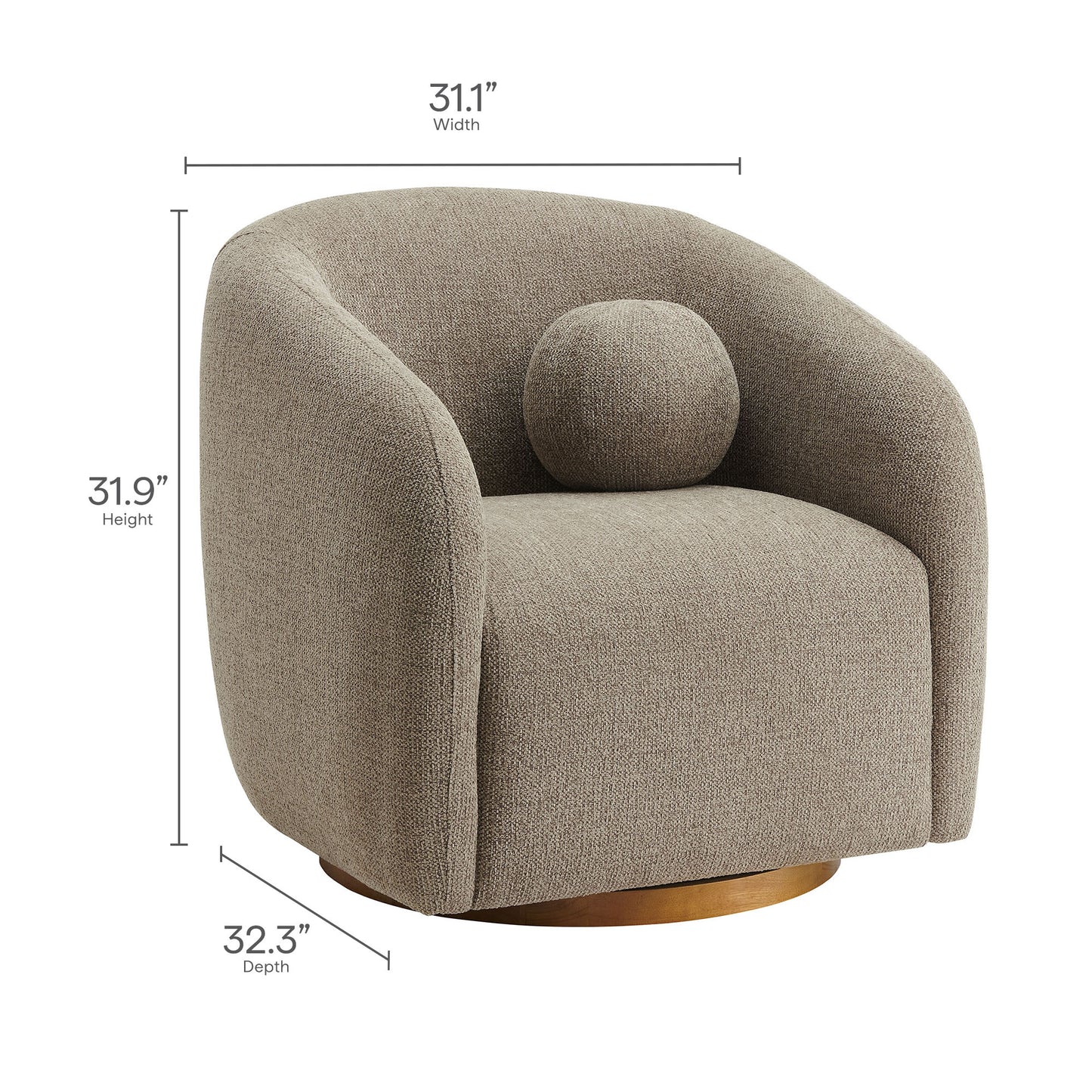 Modway - Holland Swivel Chenille Fabric Armchair by Modway  Living Room Sofas and Armchairs Brown - EEI-7218-TAU