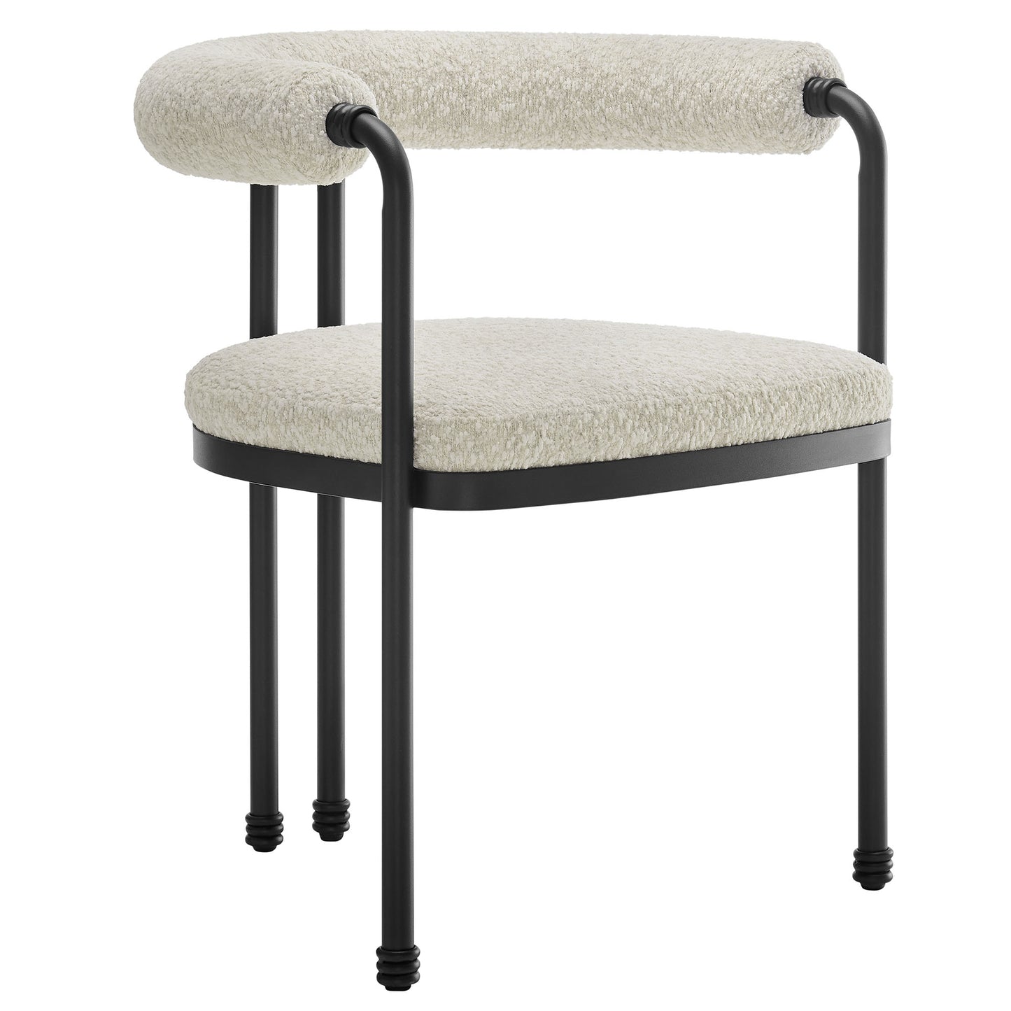 Modway - Turin Curved Back Boucle and Metal Dining Accent Chair by Modway  Bar and Dining Dining Chairs White - EEI-7225-BLK-PRL