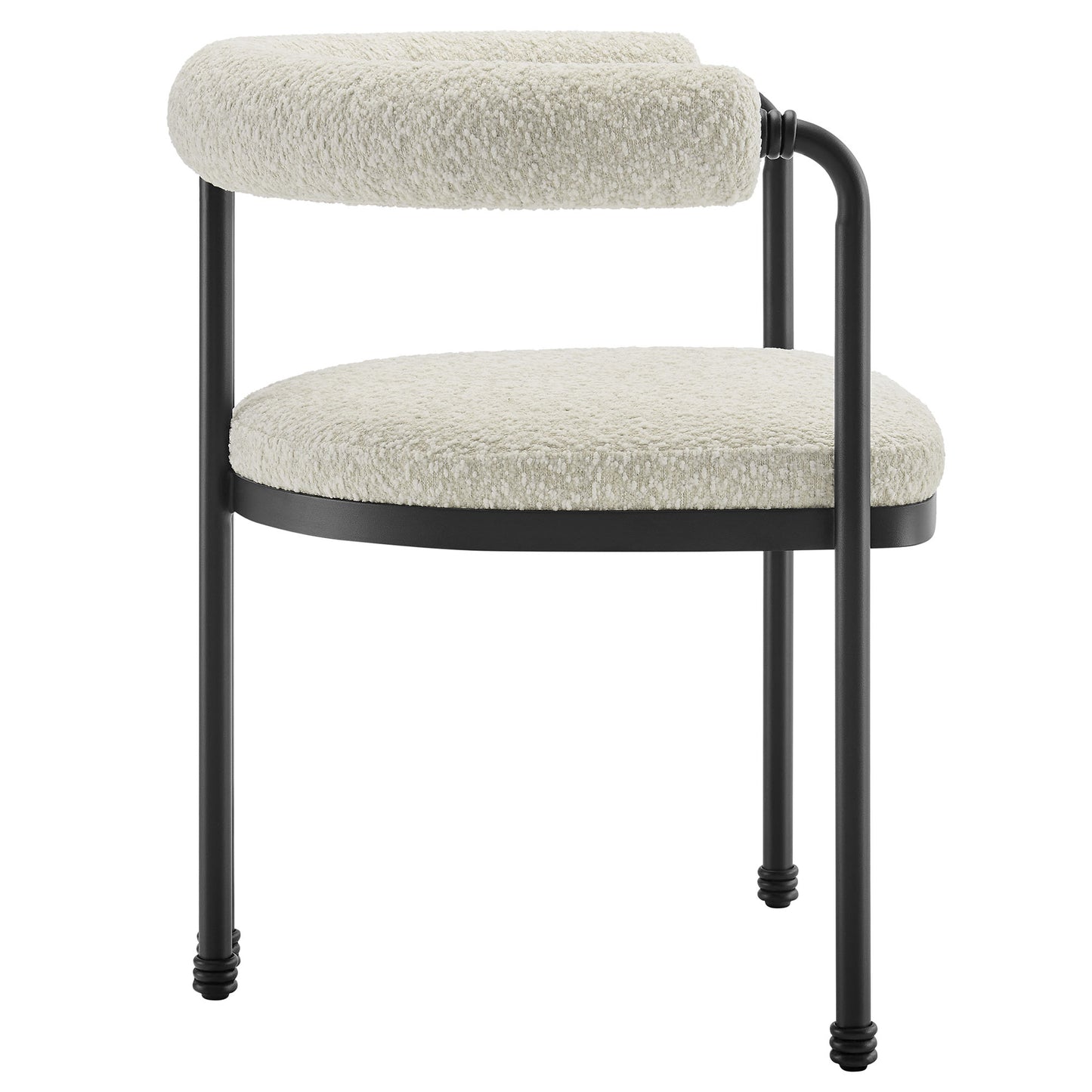 Modway - Turin Curved Back Boucle and Metal Dining Accent Chair by Modway  Bar and Dining Dining Chairs White - EEI-7225-BLK-PRL