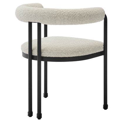 Modway - Turin Curved Back Boucle and Metal Dining Accent Chair by Modway  Bar and Dining Dining Chairs White - EEI-7225-BLK-PRL