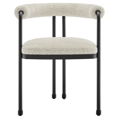 Modway - Turin Curved Back Boucle and Metal Dining Accent Chair by Modway  Bar and Dining Dining Chairs White - EEI-7225-BLK-PRL