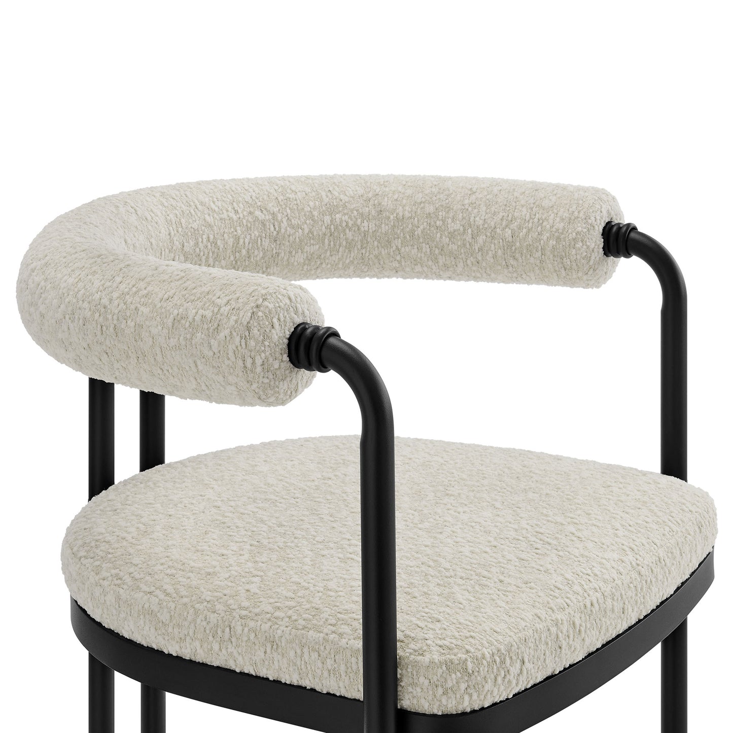 Modway - Turin Curved Back Boucle and Metal Dining Accent Chair by Modway  Bar and Dining Dining Chairs White - EEI-7225-BLK-PRL