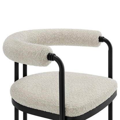Modway - Turin Curved Back Boucle and Metal Dining Accent Chair by Modway  Bar and Dining Dining Chairs White - EEI-7225-BLK-PRL