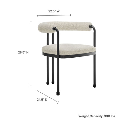 Modway - Turin Curved Back Boucle and Metal Dining Accent Chair by Modway  Bar and Dining Dining Chairs White - EEI-7225-BLK-PRL