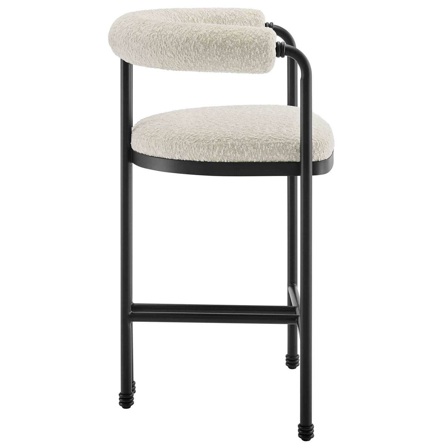 Modway - Turin Curved Back Boucle and Metal Counter Stool by Modway  Bar and Dining Bar and Counter Stools White - EEI-7226-BLK-PRL
