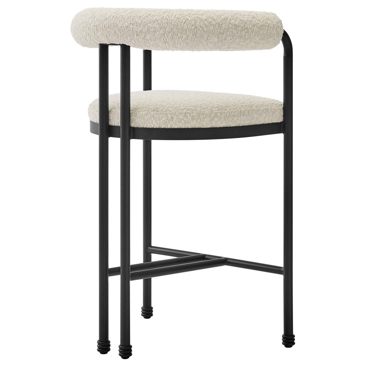 Modway - Turin Curved Back Boucle and Metal Counter Stool by Modway  Bar and Dining Bar and Counter Stools White - EEI-7226-BLK-PRL