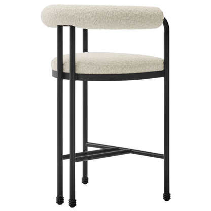 Modway - Turin Curved Back Boucle and Metal Counter Stool by Modway  Bar and Dining Bar and Counter Stools White - EEI-7226-BLK-PRL
