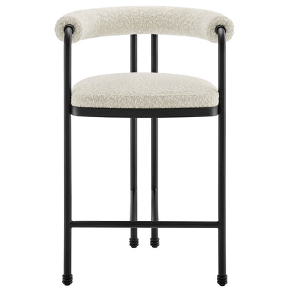 Modway - Turin Curved Back Boucle and Metal Counter Stool by Modway  Bar and Dining Bar and Counter Stools White - EEI-7226-BLK-PRL