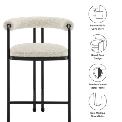 Modway - Turin Curved Back Boucle and Metal Counter Stool by Modway  Bar and Dining Bar and Counter Stools White - EEI-7226-BLK-PRL