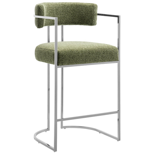 Modway - Huron Curved Back Fabric and Metal Counter Stool by Modway  Bar and Dining Bar and Counter Stools Green - EEI-7227-SLV-LEA