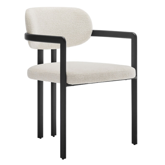 Modway - Elio Barrel Fabric and Metal Dining Chair by Modway  Bar and Dining Dining Chairs White - EEI-7229-BLK-CRE