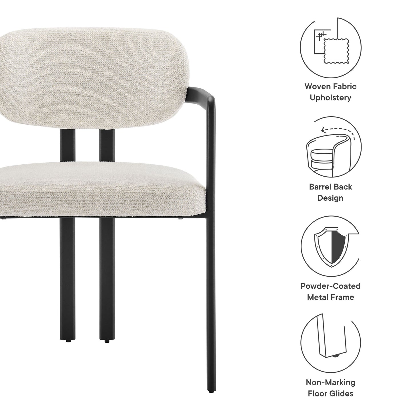 Modway - Elio Barrel Fabric and Metal Dining Chair by Modway  Bar and Dining Dining Chairs White - EEI-7229-BLK-CRE