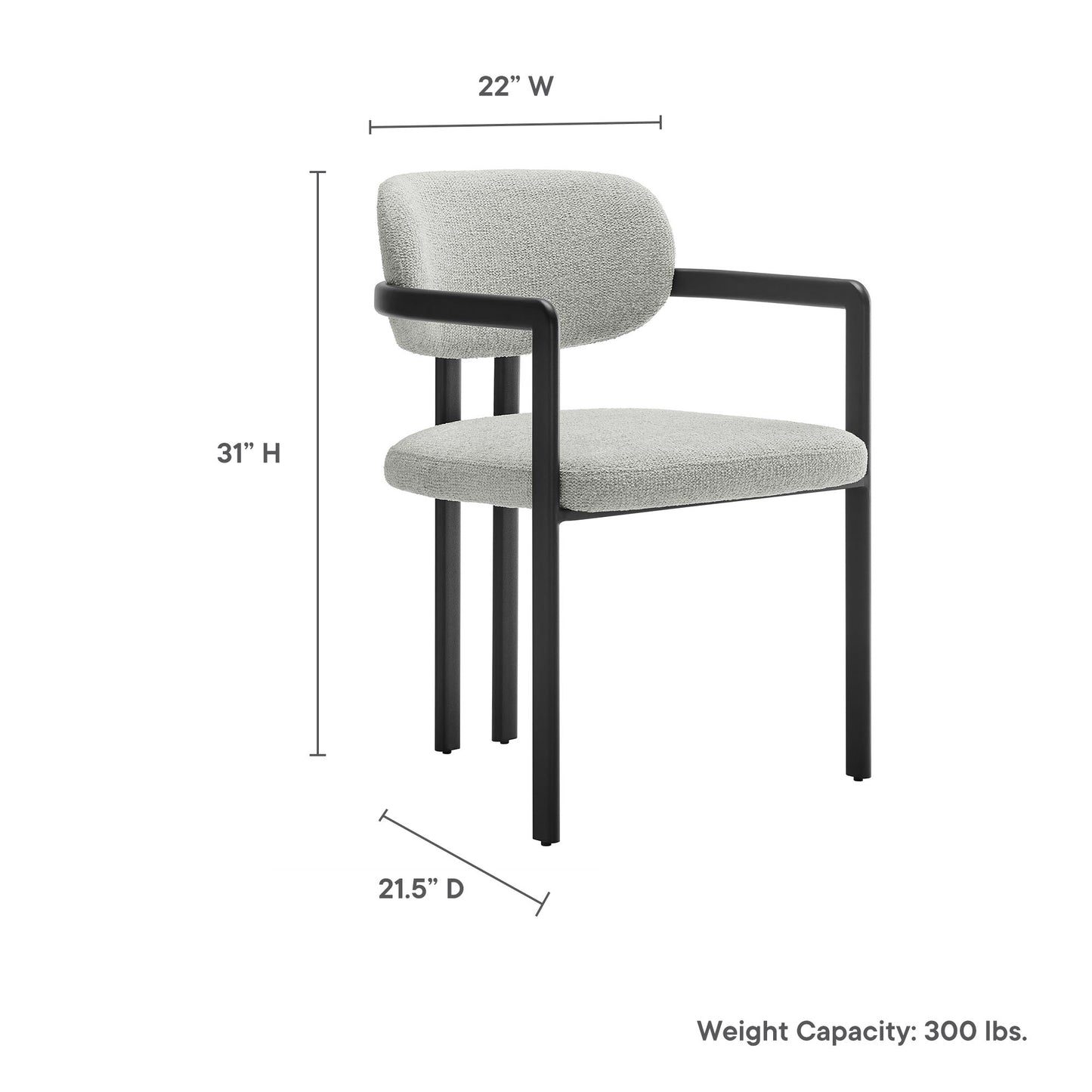 Modway - Elio Barrel Fabric and Metal Dining Chair by Modway  Bar and Dining Dining Chairs Gray - EEI-7229-BLK-DOV