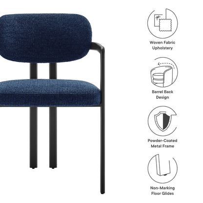 Modway - Elio Barrel Fabric and Metal Dining Chair by Modway  Bar and Dining Dining Chairs Blue - EEI-7229-BLK-NAV