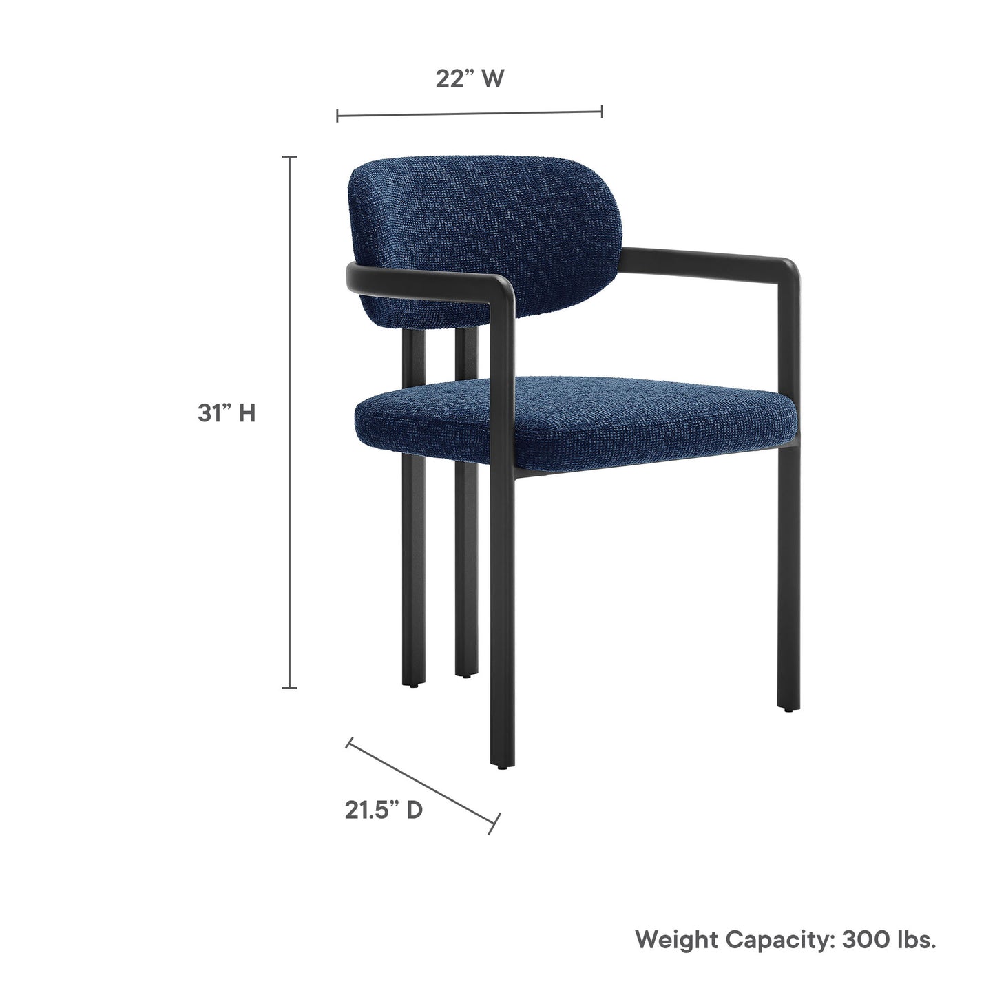 Modway - Elio Barrel Fabric and Metal Dining Chair by Modway  Bar and Dining Dining Chairs Blue - EEI-7229-BLK-NAV