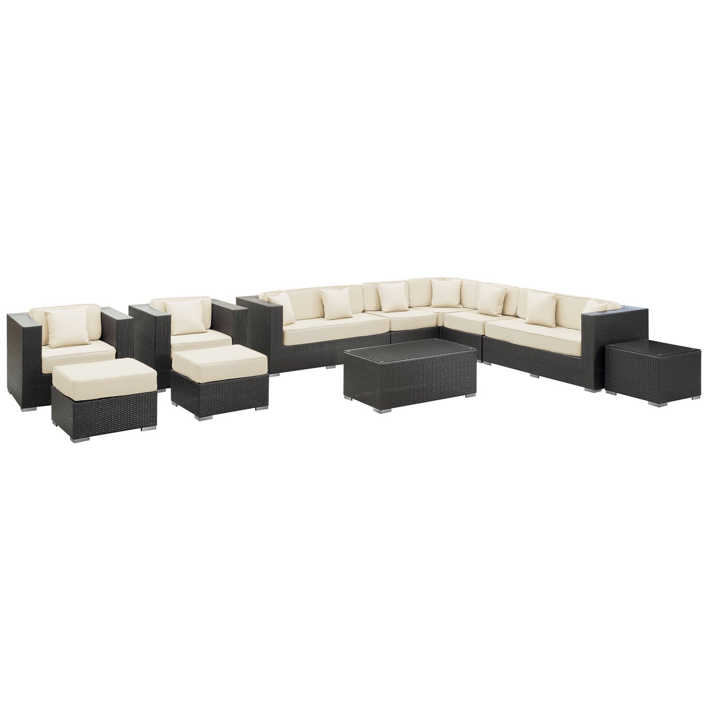 Modway Outlet Cohesion 11 Piece Outdoor Patio Sectional Set by Modway  Outdoor Furniture Furniture Espresso White - EEI-723-EXP-WHI-SET