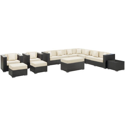 Modway Outlet Cohesion 11 Piece Outdoor Patio Sectional Set by Modway  Outdoor Furniture Furniture Espresso White - EEI-723-EXP-WHI-SET