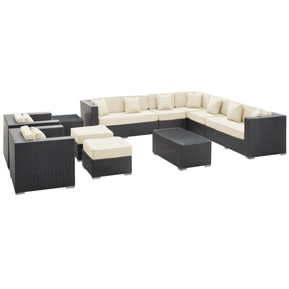 Modway Outlet Cohesion 11 Piece Outdoor Patio Sectional Set by Modway  Outdoor Furniture Furniture Espresso White - EEI-723-EXP-WHI-SET