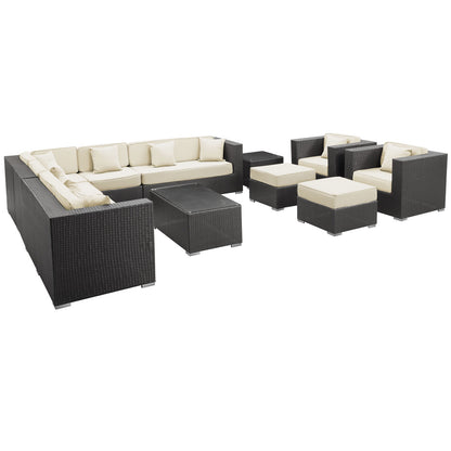 Modway Outlet Cohesion 11 Piece Outdoor Patio Sectional Set by Modway  Outdoor Furniture Furniture Espresso White - EEI-723-EXP-WHI-SET