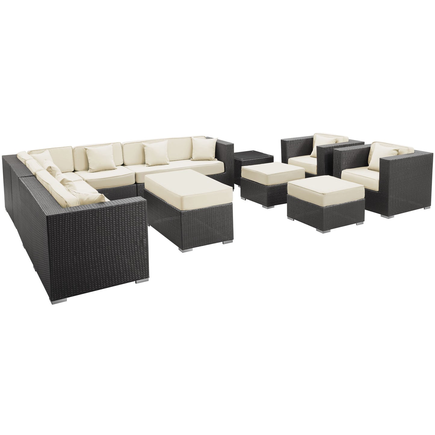 Modway Outlet Cohesion 11 Piece Outdoor Patio Sectional Set by Modway  Outdoor Furniture Furniture Espresso White - EEI-723-EXP-WHI-SET