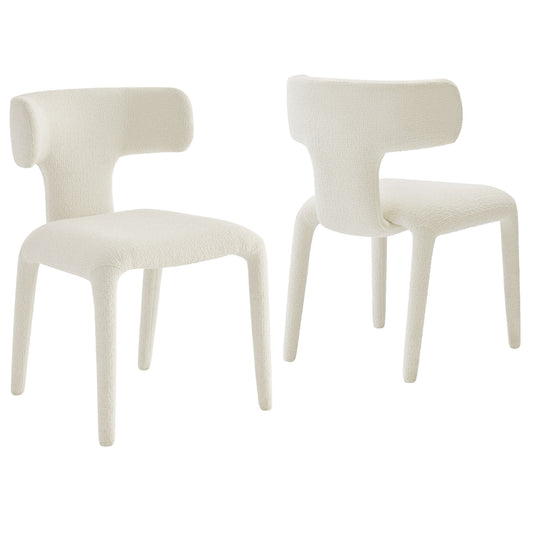 Modway - Stellan Curved Back Boucle Upholstered Dining Chair Set of 2 by Modway  Bar and Dining Dining Chairs White - EEI-7230-CRE