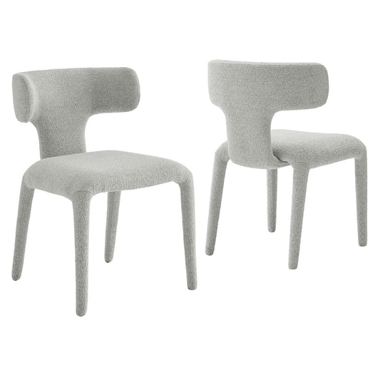 Modway - Stellan Curved Back Boucle Upholstered Dining Chair Set of 2 by Modway  Bar and Dining Dining Chairs Gray - EEI-7230-DOV