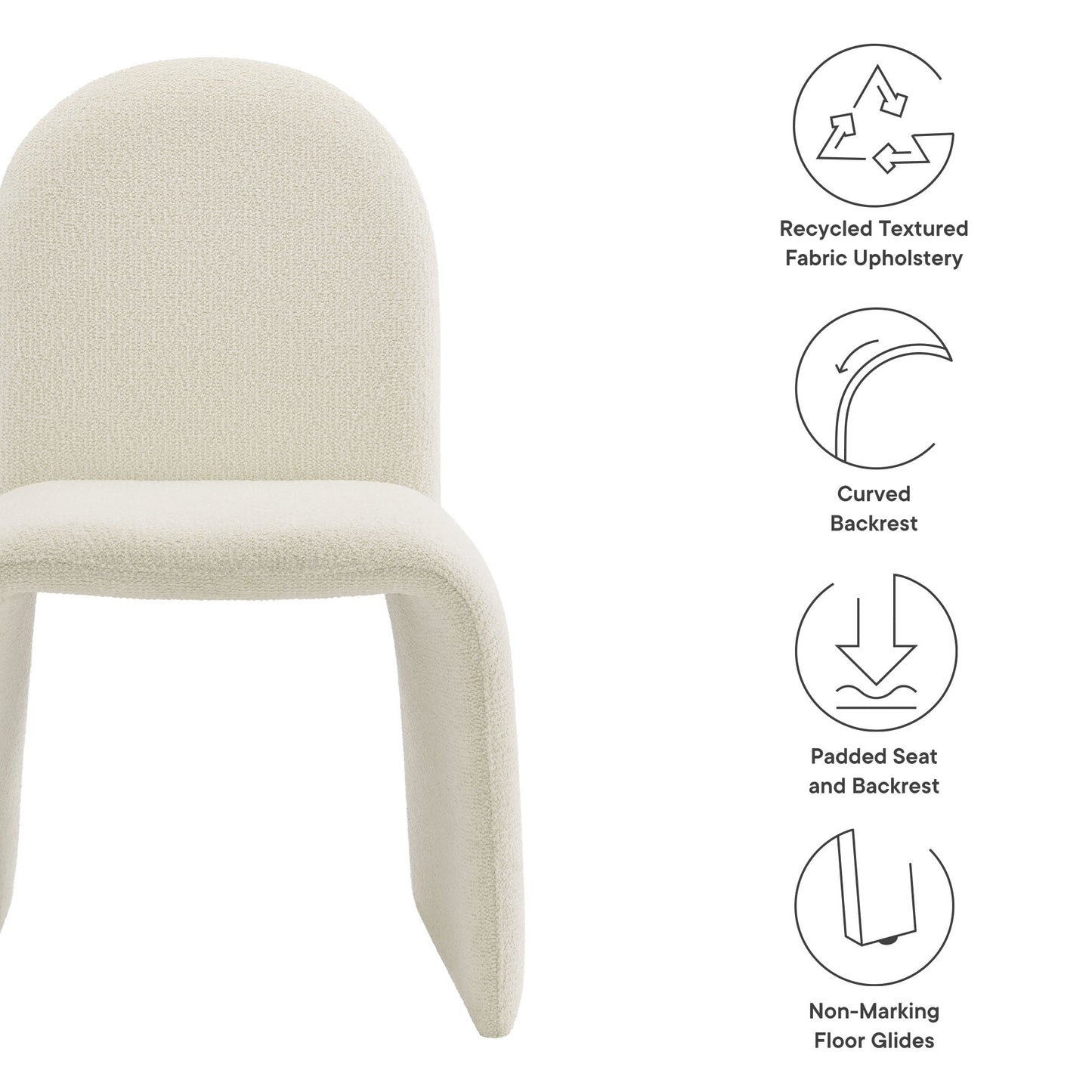 Modway - Junia Boucle Upholstered Arch Armless Dining Chair by Modway  Bar and Dining Dining Chairs White - EEI-7231-CRE