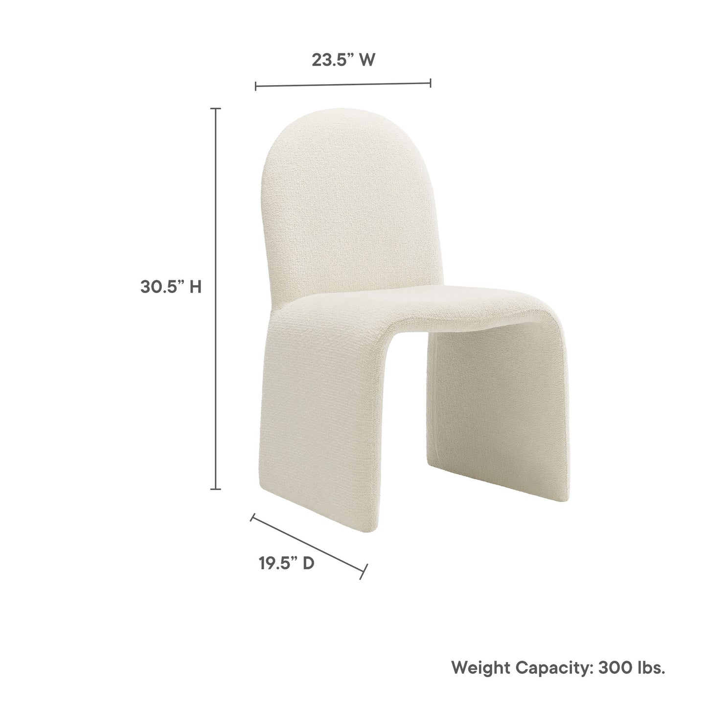 Modway - Junia Boucle Upholstered Arch Armless Dining Chair by Modway  Bar and Dining Dining Chairs White - EEI-7231-CRE