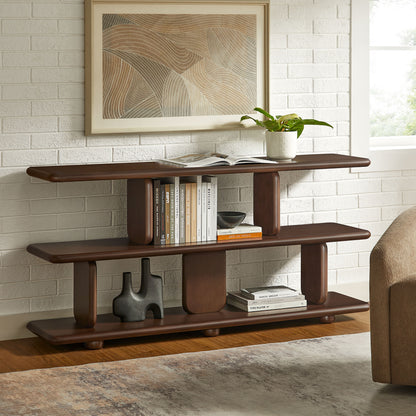 Modway - Lyle Sculptural 2-Tier Bookshelf by Modway  Living Room Decor Brown - EEI-7232-WAL