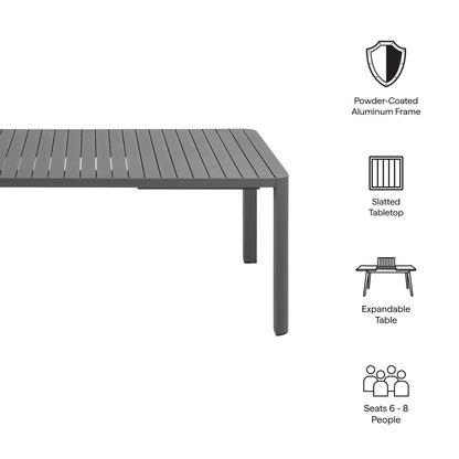 Modway - Tahoe Outdoor Patio Aluminum Extendable Dining Table by Modway  Outdoor Furniture Bar and Dining Gray - EEI-7236-GRY