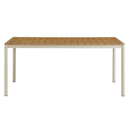 Modway - Finn 71" Outdoor Patio Aluminum Dining Table with Faux Wood Top by Modway  Outdoor Furniture Bar and Dining Brown - EEI-7237-NAT