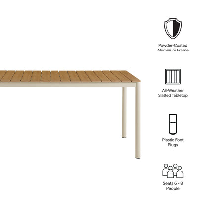Modway - Finn 71" Outdoor Patio Aluminum Dining Table with Faux Wood Top by Modway  Outdoor Furniture Bar and Dining Brown - EEI-7237-NAT