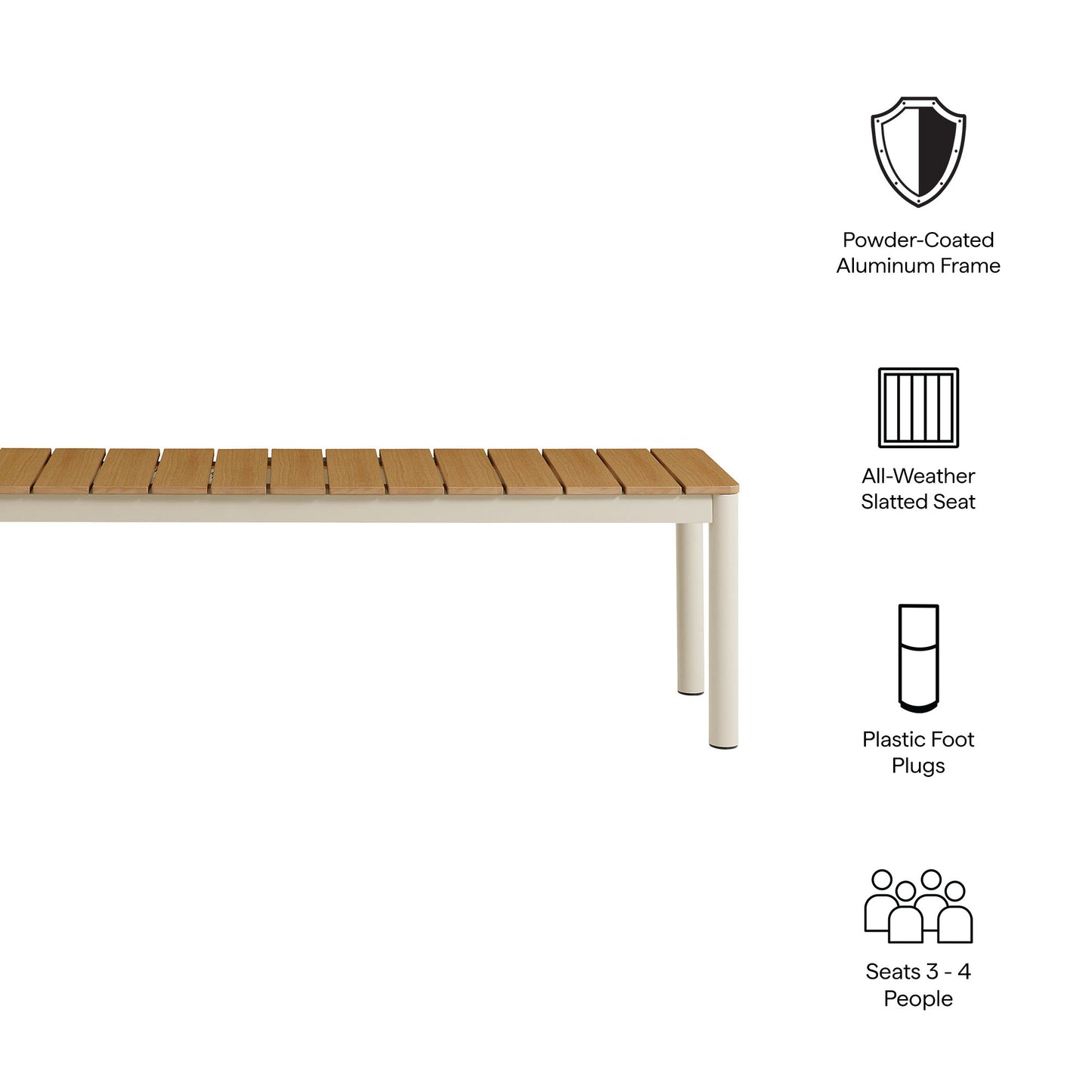 Modway - Finn Outdoor Patio Aluminum Bench with Faux Wood Top by Modway  Outdoor Furniture Bar and Dining Brown - EEI-7238-NAT