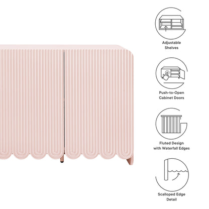 Modway - Dahlia Fluted and Scalloped Sideboard Storage Cabinet by Modway  Living Room Decor Red - EEI-7241-PNK