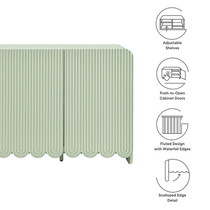 Modway - Dahlia Fluted and Scalloped Sideboard Storage Cabinet by Modway  Living Room Decor Green - EEI-7241-SGE