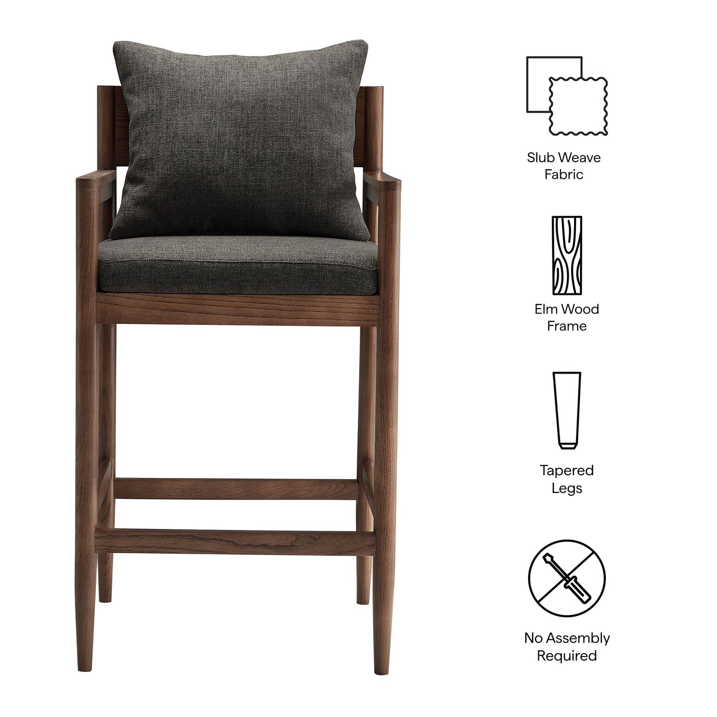 Modway - Remington Wood Bar Stool by Modway  Bar and Dining Bar and Counter Stools Gray - EEI-7245-CHA