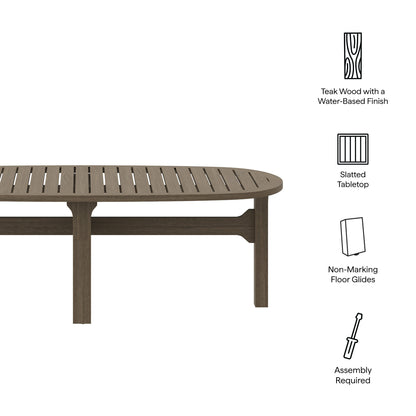 Modway - Saratoga Oval Outdoor Patio Teak Wood Coffee Table by Modway  Outdoor Furniture Bar and Dining Gray - EEI-7246-WGR