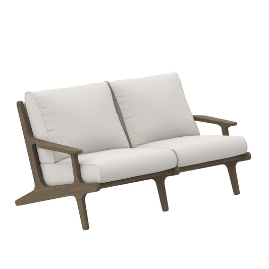 Modway - Saratoga Outdoor Patio Teak Wood Loveseat by Modway  Outdoor Furniture Sofa Sectionals White - EEI-7247-WGR-WHI