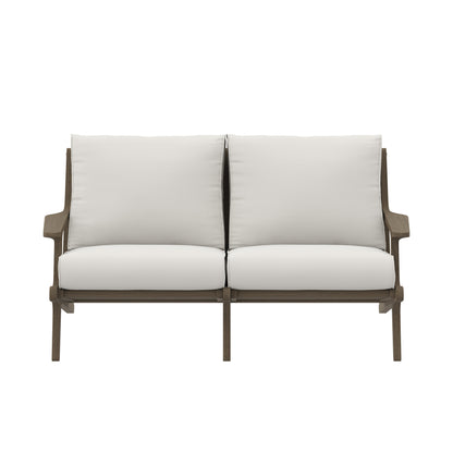 Modway - Saratoga Outdoor Patio Teak Wood Loveseat by Modway  Outdoor Furniture Sofa Sectionals White - EEI-7247-WGR-WHI