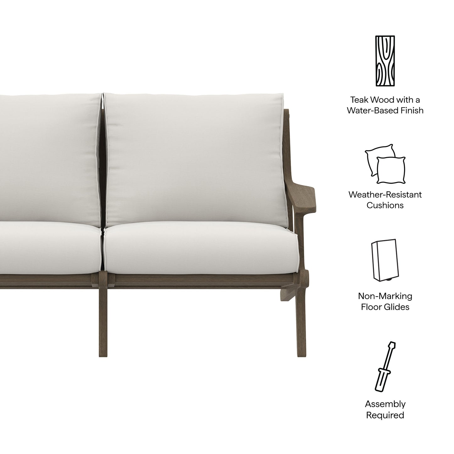 Modway - Saratoga Outdoor Patio Teak Wood Loveseat by Modway  Outdoor Furniture Sofa Sectionals White - EEI-7247-WGR-WHI