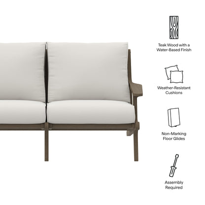 Modway - Saratoga Outdoor Patio Teak Wood Loveseat by Modway  Outdoor Furniture Sofa Sectionals White - EEI-7247-WGR-WHI
