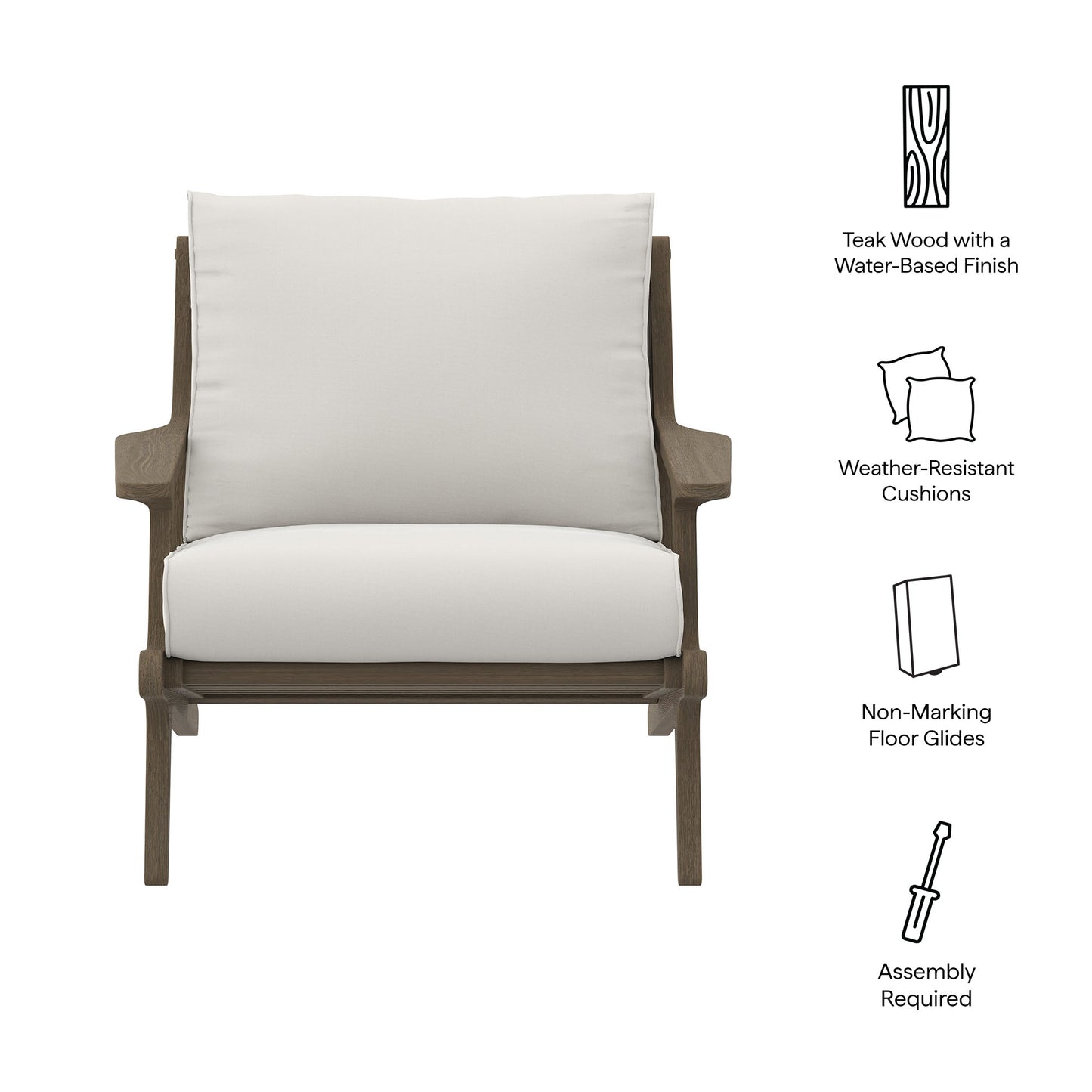Modway - Saratoga Outdoor Patio Teak Wood Armchair by Modway  Outdoor Furniture Sofa Sectionals White - EEI-7248-WGR-WHI