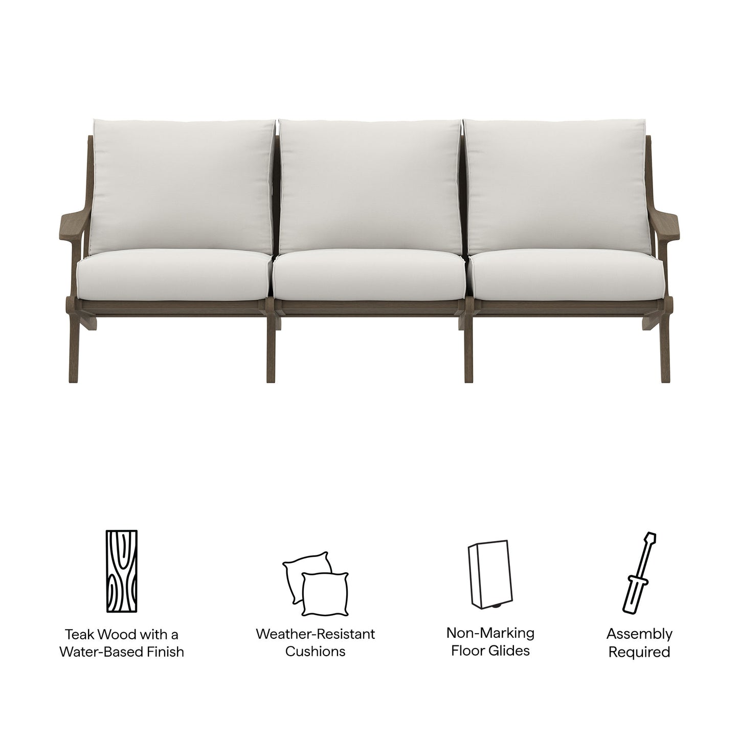 Modway - Saratoga Outdoor Patio Teak Sofa by Modway  Outdoor Furniture Sofa Sectionals White - EEI-7249-WGR-WHI