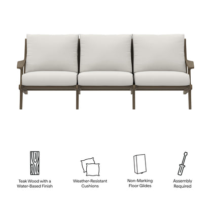 Modway - Saratoga Outdoor Patio Teak Sofa by Modway  Outdoor Furniture Sofa Sectionals White - EEI-7249-WGR-WHI